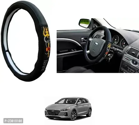 RONISH Exclusive Ring Type Car Steering Wheel Cover (Om Namah Shivay) Black For Hyundai Elantra-thumb0