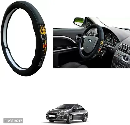 RONISH Exclusive Ring Type Car Steering Wheel Cover (Om Namah Shivay) Black For Fiat Linea