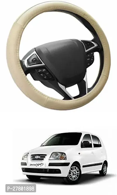 Designer Car Steering Cover Round Beige For Hyundai Santro Xing-thumb0