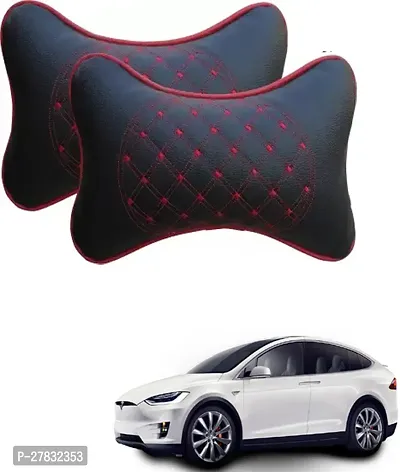 Stylish Car Neckrest Pillow Diamond Print Black For Tesla MODEL X