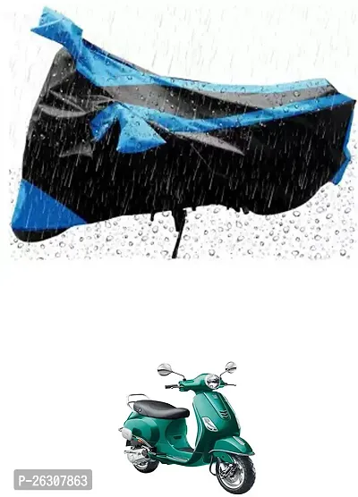 RONISH Two Wheeler Cover (Black,Blue) Fully Waterproof For Vespa Vespa VXL 150-thumb0