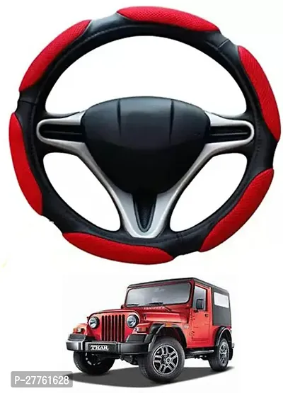 Car Steering Cover Red Black 6G Better Grip For Mahindra Thar-thumb0