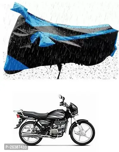 RONISH Two Wheeler Cover (Black,Blue) Fully Waterproof For Hero Splendor Plus