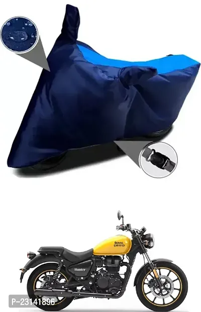 RONISH Waterproof Two Wheeler Cover (Black,Blue) For Royal Enfield Hunter 350_t34