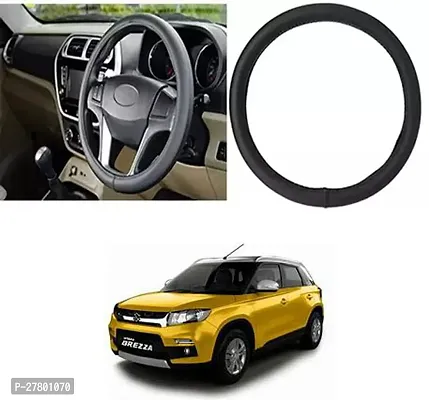 Designer Car Steering Cover Round Black For Maruti Suzuki Vitara Brezza-thumb0