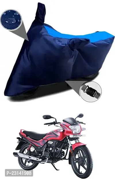 RONISH Waterproof Two Wheeler Cover (Black,Blue) For Hero Passion Plus_t45