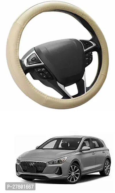 Designer Car Steering Cover Round Beige For Hyundai Elantra-thumb0