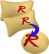 RONISH Beige Leatherite Type R Print Car Cushion (Set of 2) for Mercedes Benz E220-thumb3