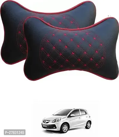 Stylish Car Neckrest Pillow Diamond Print Black For Honda Brio-thumb0