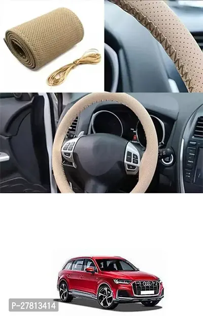 Stylish Car Steering Cover Beige Stiching  For Audi SQ7