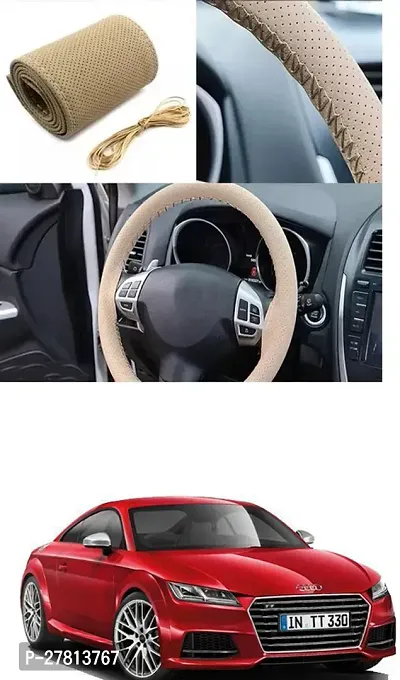 Stylish Car Steering Cover Beige Stiching  For Audi TT Facelift-thumb0