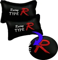 RONISH Black Leatherite Type R Print Car Cushion (Set of 2) for Mahindra Thar DI 4X4-thumb1