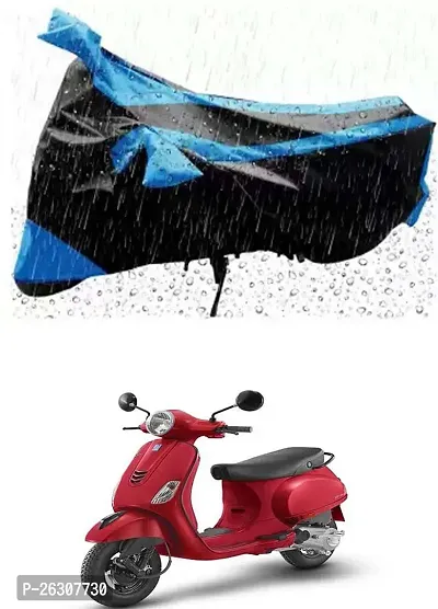 RONISH Two Wheeler Cover (Black,Blue) Fully Waterproof For Vespa Urban Club