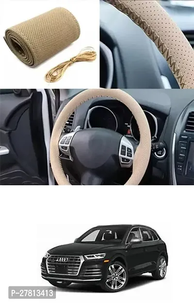 Stylish Car Steering Cover Beige Stiching  For Audi SQ5