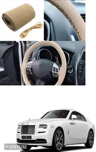 Stylish Car Steering Cover Beige Stiching  For Rolls Royce Wraith