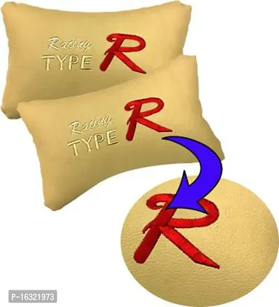 RONISH Beige Leatherite Type R Print Car Cushion (Set of 2) for ICML Rhino-thumb4