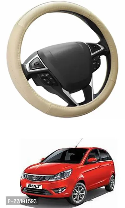 Designer Car Steering Cover Round Beige For Tata Bolt