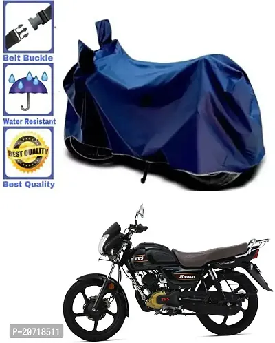 RONISH Waterproof Bike Cover/Two Wheeler Cover/Motorcycle Cover (Navy Blue) For TVS Radeon-thumb0