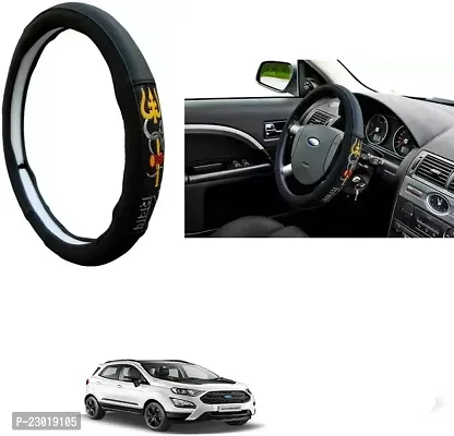 RONISH Exclusive Ring Type Car Steering Wheel Cover (Om Namah Shivay) Black For Ford Ecosport-thumb0