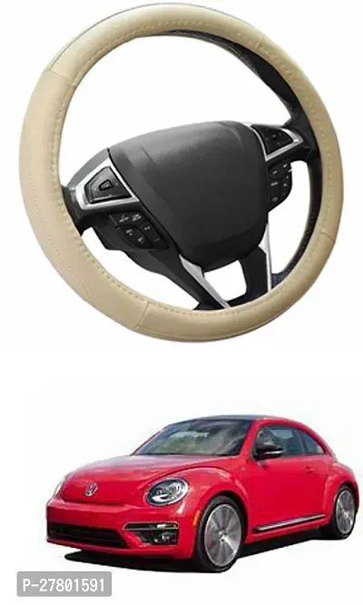 Designer Car Steering Cover Round Beige For Volkswagen Beetle