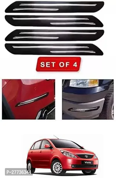 Protective Silicone Car Bumper Protector Guard For Tata Vista-Pack Of 4-thumb0