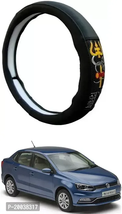 RONISH Exclusive Ring Type Car Steering Wheel Cover (Om Namah Shivay) Black For Volkswagen Ameo