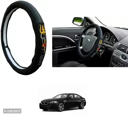 RONISH Exclusive Ring Type Car Steering Wheel Cover (Om Namah Shivay) Black For BMW 520i