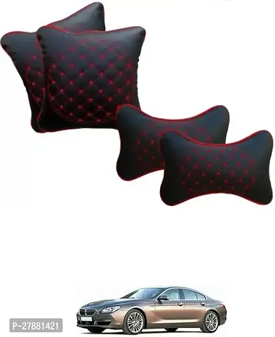 Car Neckrest Pillow Black Red Set Of 4 For BMW Gran Coupe