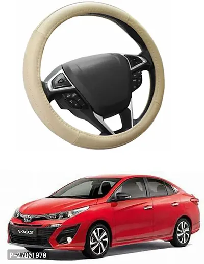 Designer Car Steering Cover Round Beige For Toyota Vios