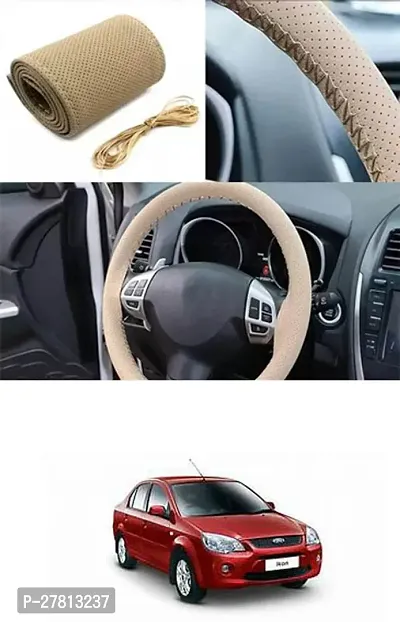 Stylish Car Steering Cover Beige Stiching  For Ford Ikon