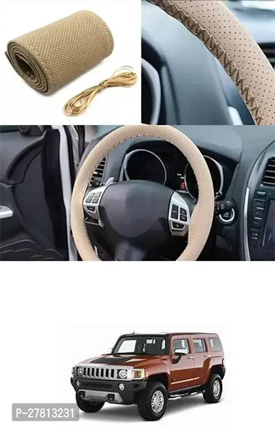 Stylish Car Steering Cover Beige Stiching  For Universal For Car Hummer H3