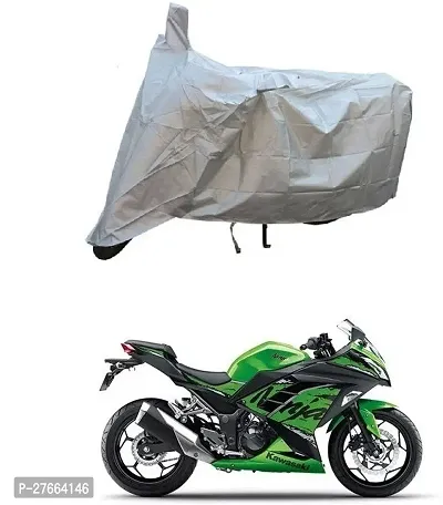 Stylish Silver Matty Kawasaki Ninja 300 Bike Cover-thumb0