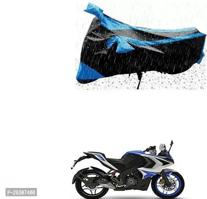 RONISH Two Wheeler Cover (Black,Blue) Fully Waterproof For Bajaj Pulsar RS 200