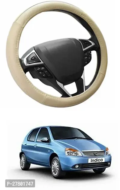 Designer Car Steering Cover Round Beige For Tata Indicab-thumb0