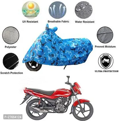 Stylish Blue Polyester Bajaj Platina 100 DTS-i Bike Cover