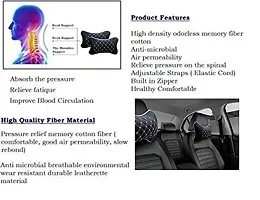 RONISH BlackWhite Leatherite Daimond Print Car Cushion (Set of 2) for Hyundai i10 Sportz 1.1L-thumb1