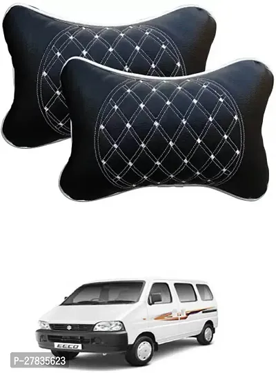 Stylish Car Neckrest Pillow  Premium Make Diamond Print Black-Silver For Maruti Suzuki Eeco-thumb0