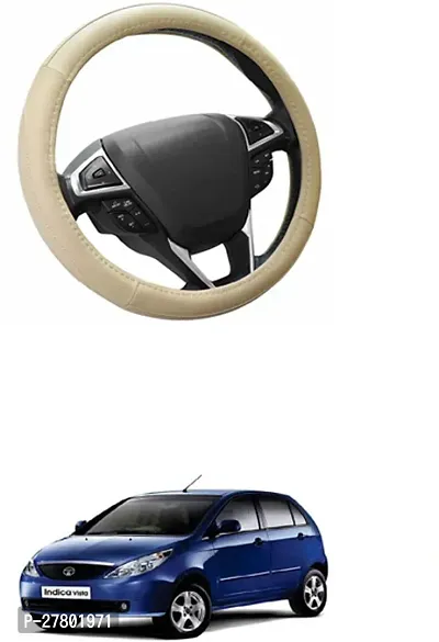 Designer Car Steering Cover Round Beige For Tata Vista Tech