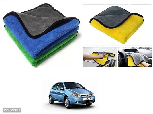 Car Cleaning Microfiber Cloth Pack Of 2 Multicolor For Tata Indicab-thumb0