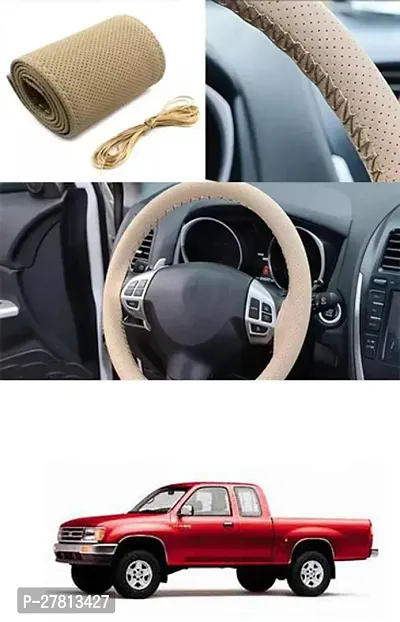 Stylish Car Steering Cover Beige Stiching  For Toyota T100