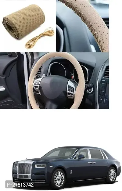 Stylish Car Steering Cover Beige Stiching  For Rolls Royce Phantom VIII