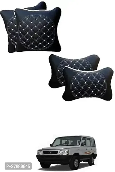 Car Neckrest Pillow Black Silver Set Of 4 For Tata Victa