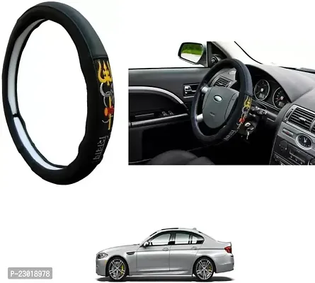 RONISH Exclusive Ring Type Car Steering Wheel Cover (Om Namah Shivay) Black For BMW 720D