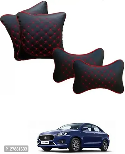 Car Neckrest Pillow Black Red Set Of 4 For Maruti Suzuki Swift Dzire