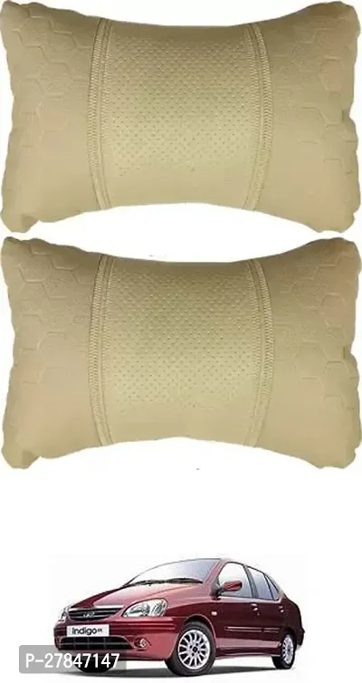 Stylish Car Neckrest Pillow Football Design Beige For Tata Indigo