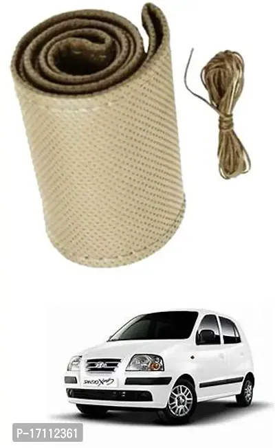 Car Stering Cover Hand Stiched Beige For Santro Xing-thumb0