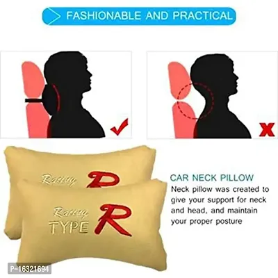 RONISH Beige Leatherite Type R Print Car Cushion (Set of 2) for Mercedes Benz S300-thumb2