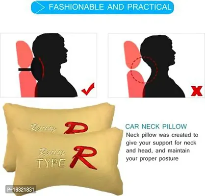 RONISH Beige Leatherite Type R Print Car Cushion (Set of 2) for Porsche 911 Carrera 4 Cabriolet PDK-thumb2