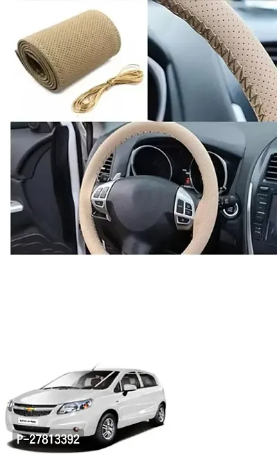 Stylish Car Steering Cover Beige Stiching  For Chevrolet Sail UVA