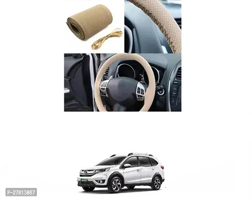 Stylish Car Steering Cover Beige Stiching  For Honda BR-V